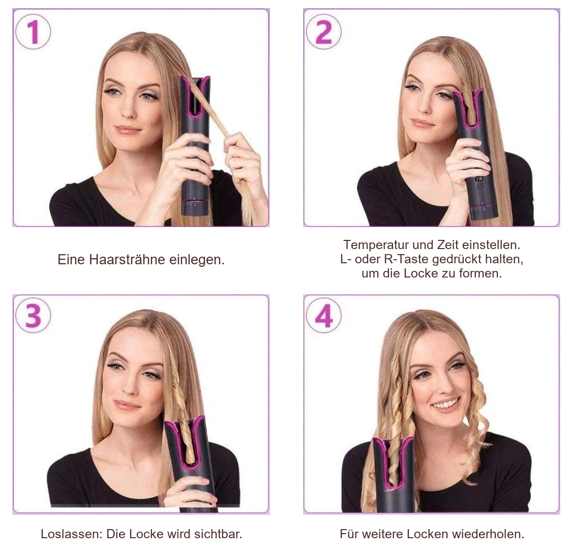 Smart Hair Curler - kabelloser Lockendreher – Ablauf in vier Schritten