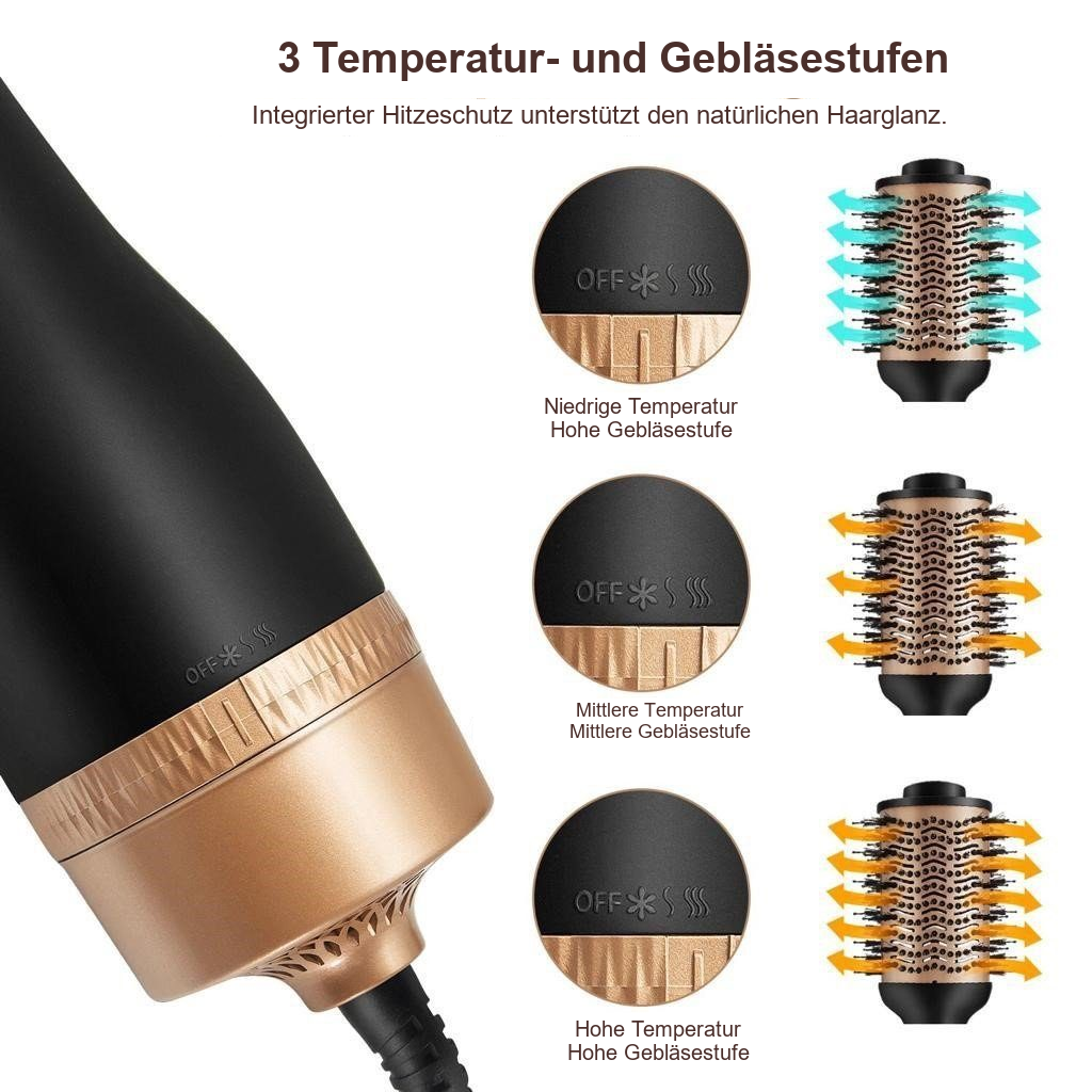 One Step Warmluftbürste, 1200 W – Wärme- und Gebläsestufen