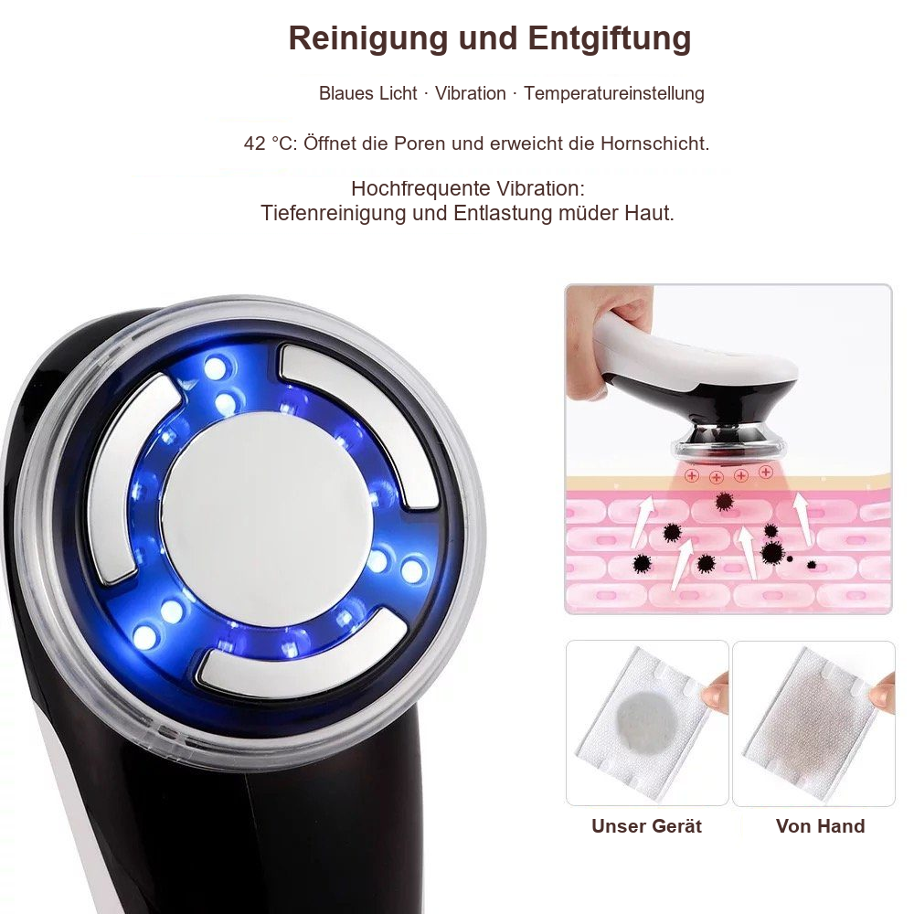 Anti-Aging-Gerät, EMS Hot & Cool – Blaulicht-Kopf und Wattepad-Vergleich zur Reinigung