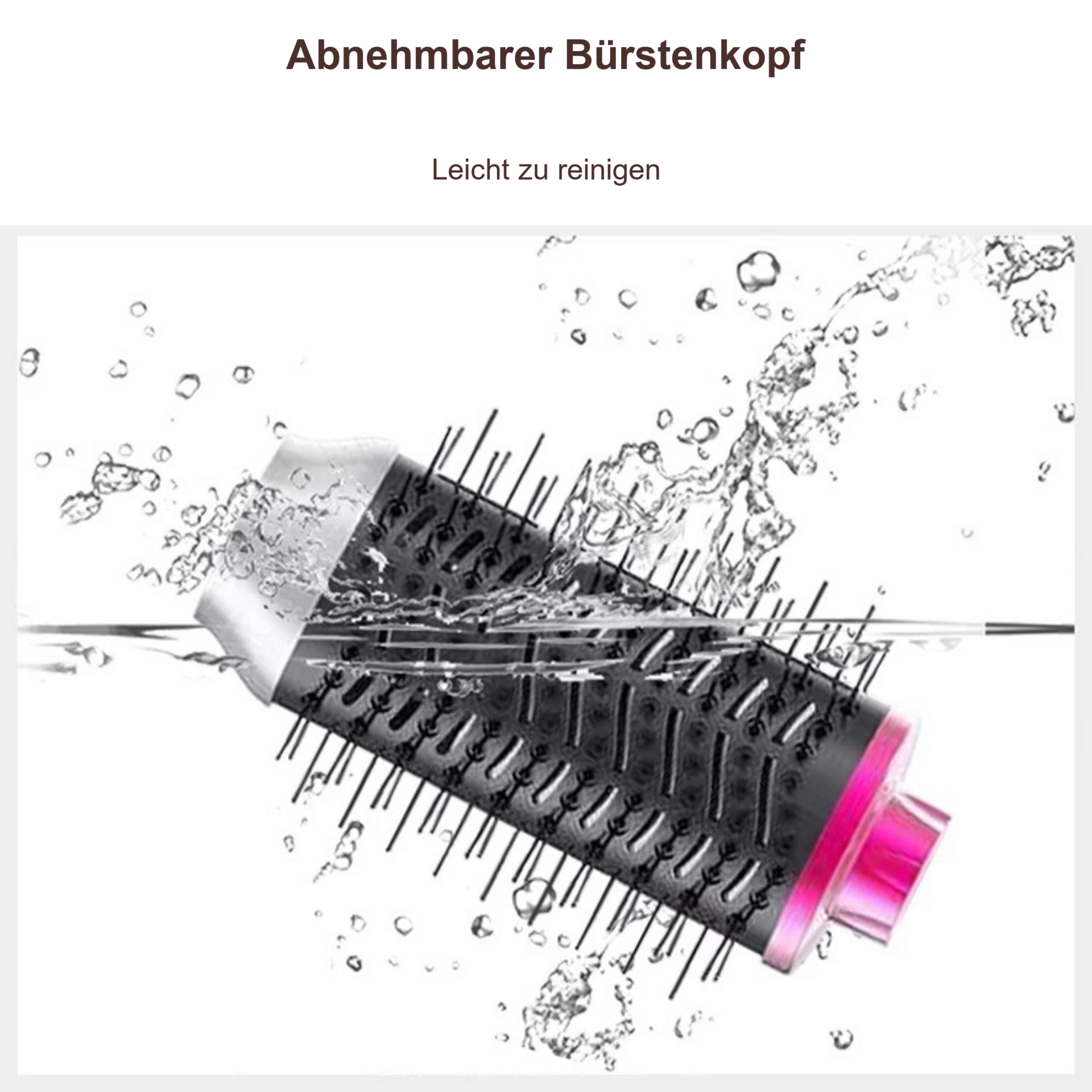 One Step Volumizer 4 in 1 Hairstylist, 1200 W – Abgenommener Bürstenkopf mit Wasserdarstellung