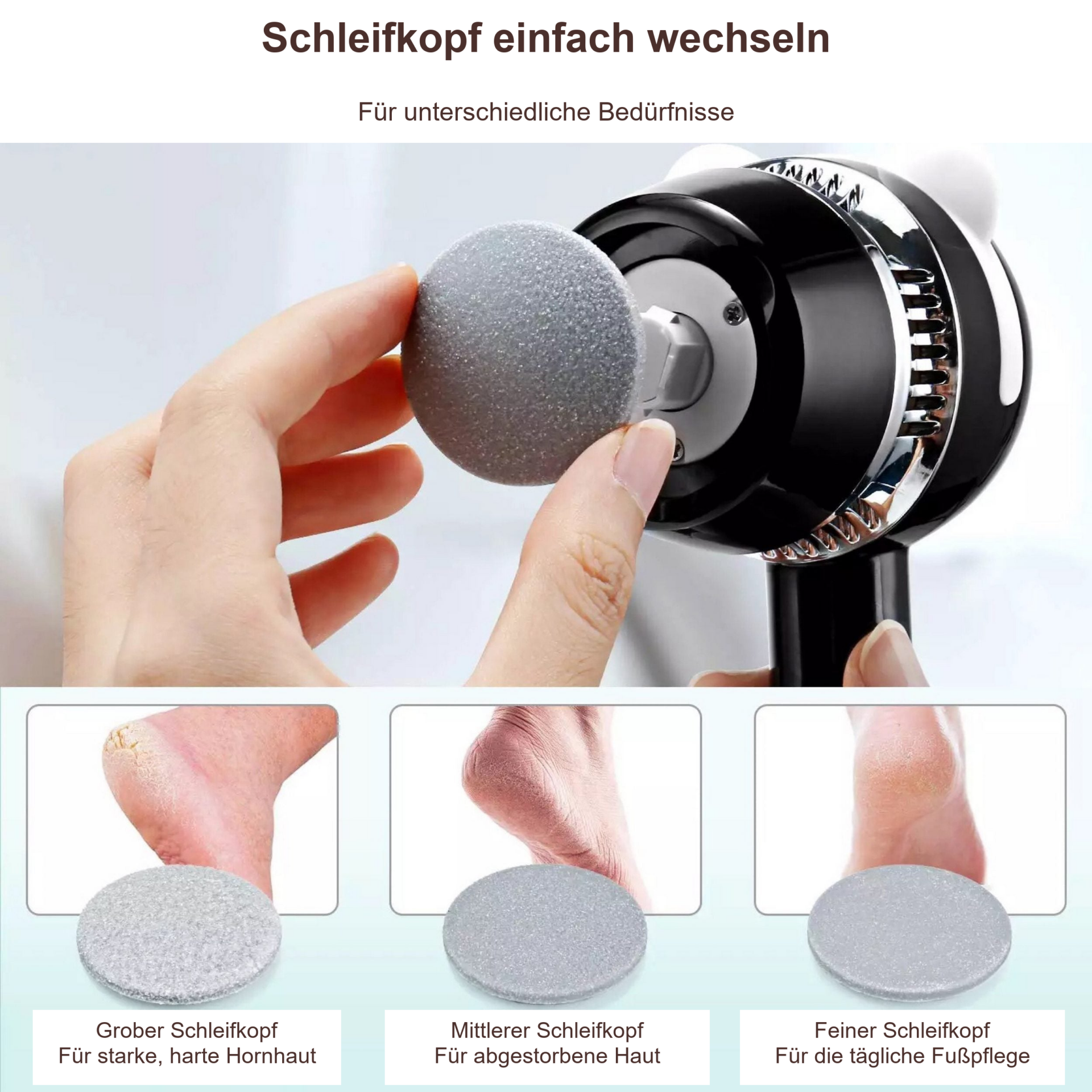 Soft Feet Hornhautentferner – Schleifköpfe wechseln