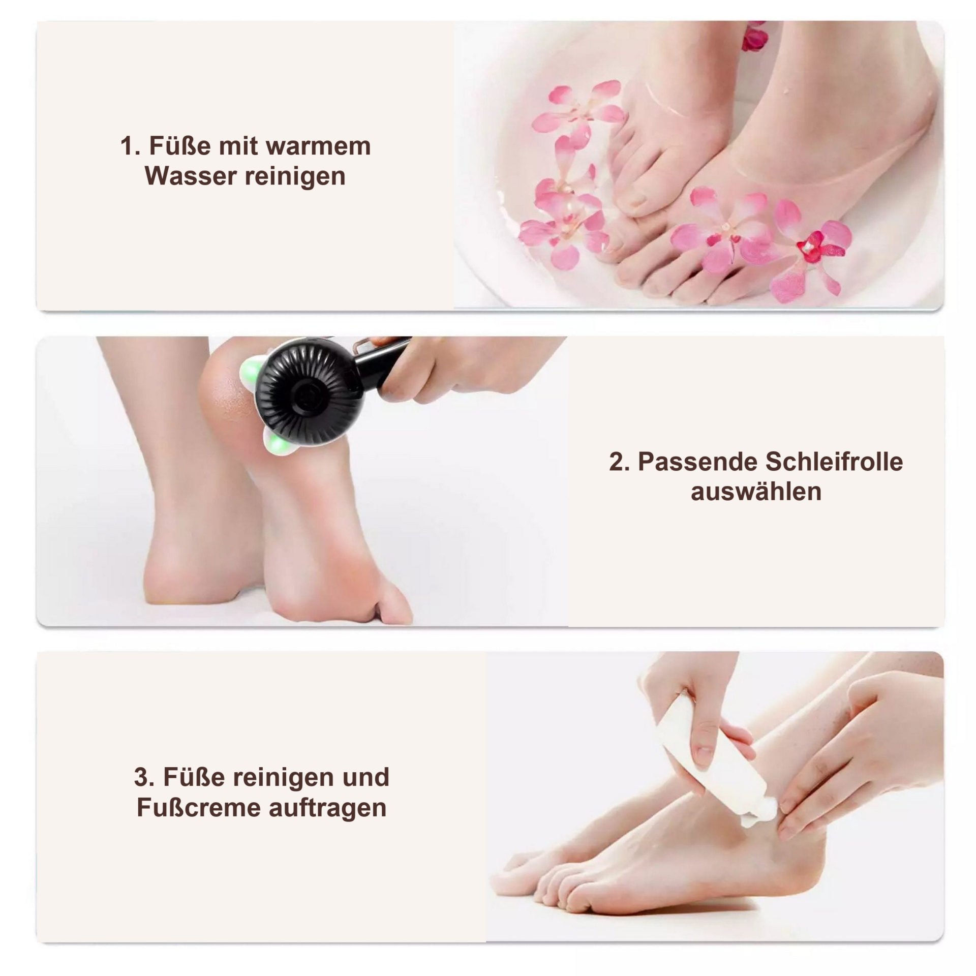 Soft Feet Hornhautentferner – Anwendungsablauf