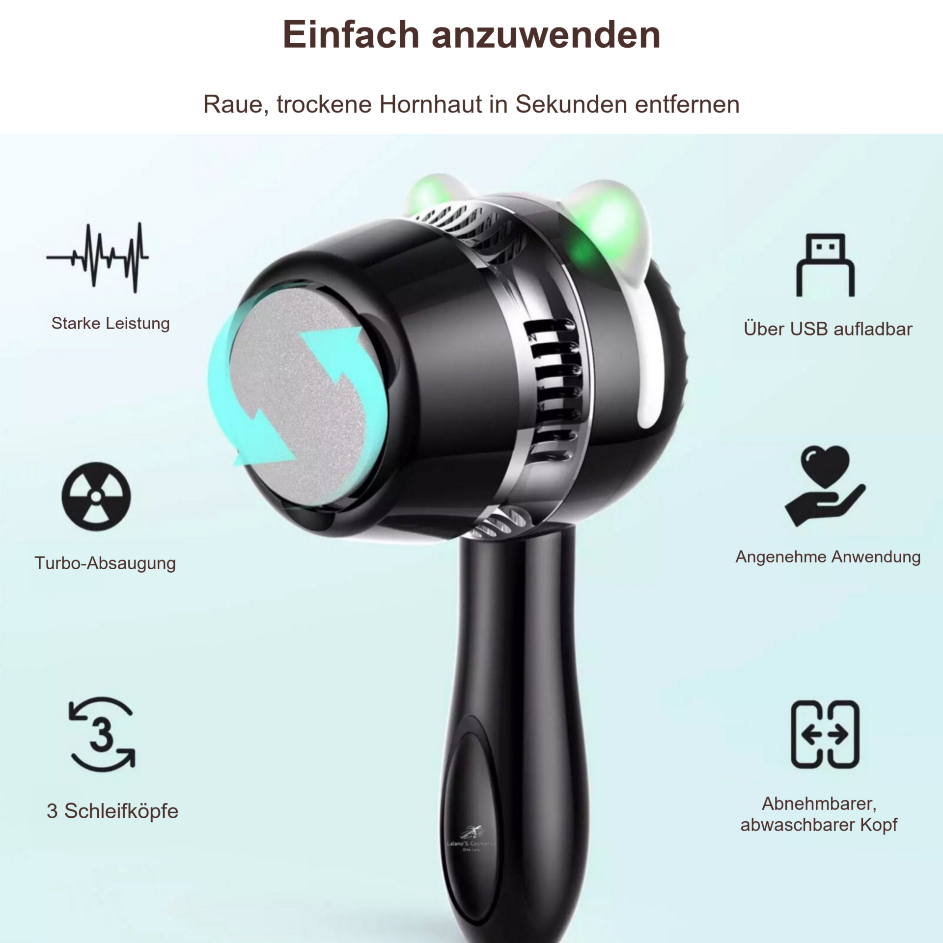 Soft Feet Hornhautentferner – Hornhautentferner mit sechs Funktionssymbolen