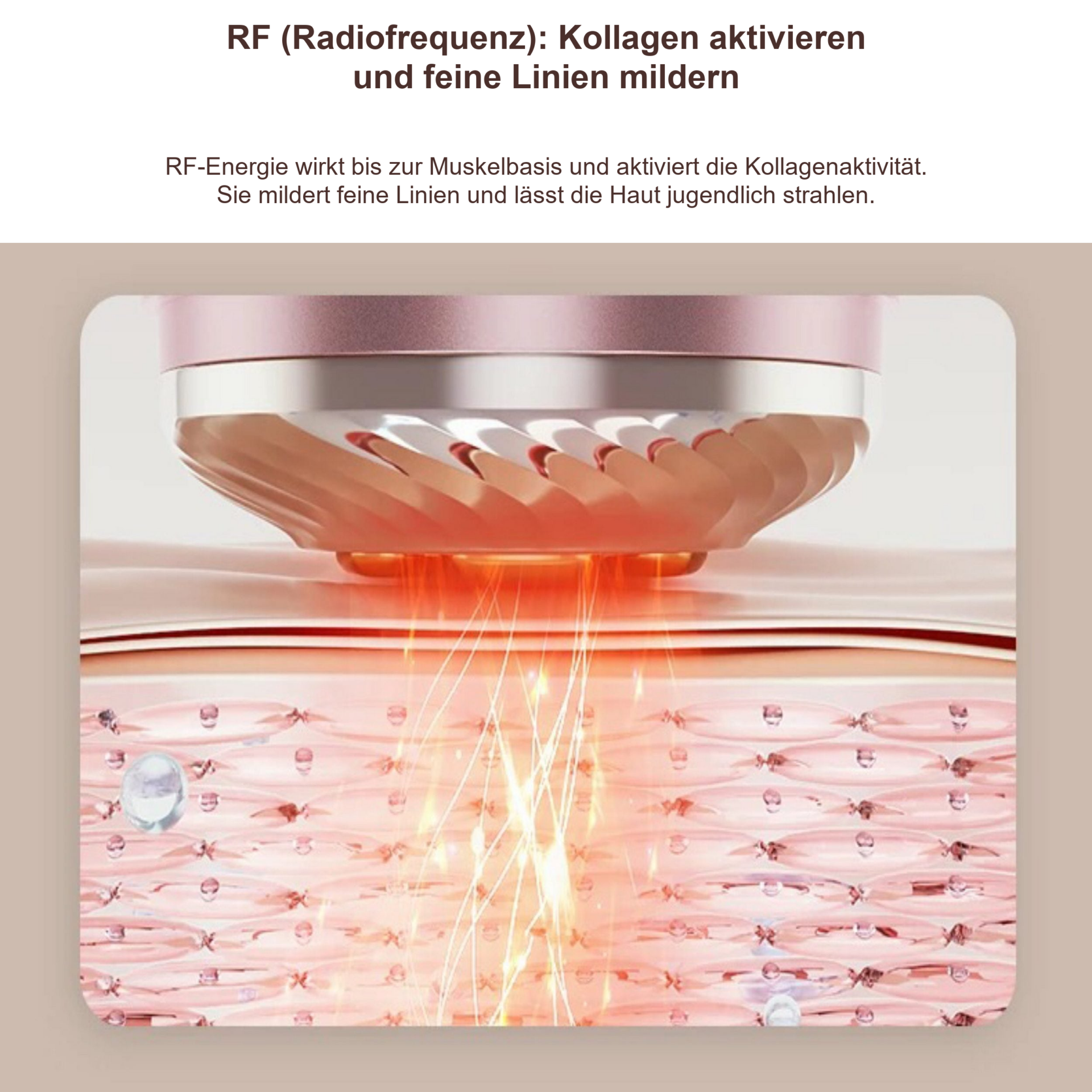 V-Face- dreifach Anti-Aging Gerät – RF-Kopf im Querschnitt über Hautschichten