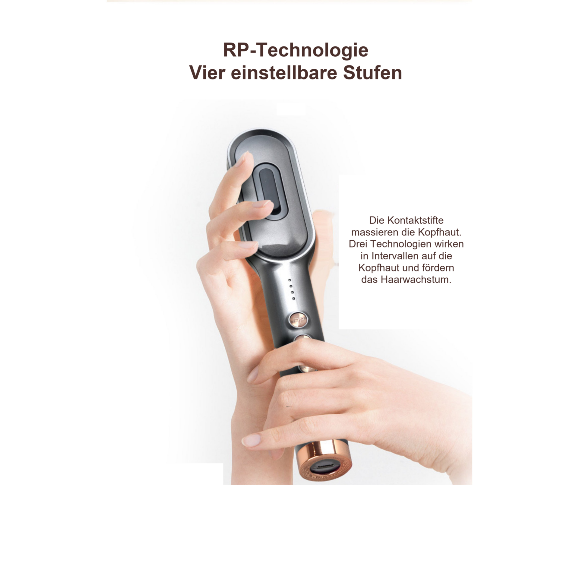 Hair PowerComb, Anti-Haarausfallbürste – Gerät in der Hand
