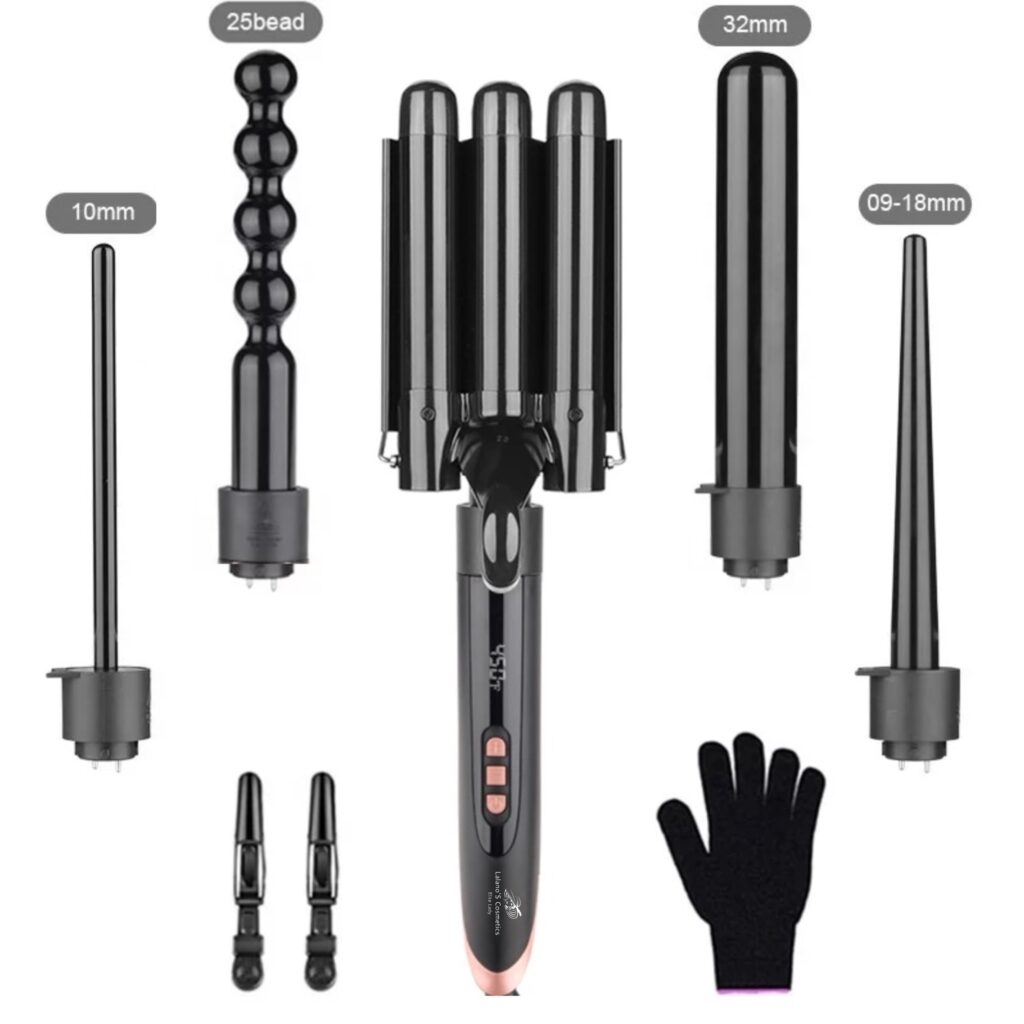 Lockenstab 5 in 1 Multifunktion Lockenstylist – Lockenstab-Set mit Aufsätzen