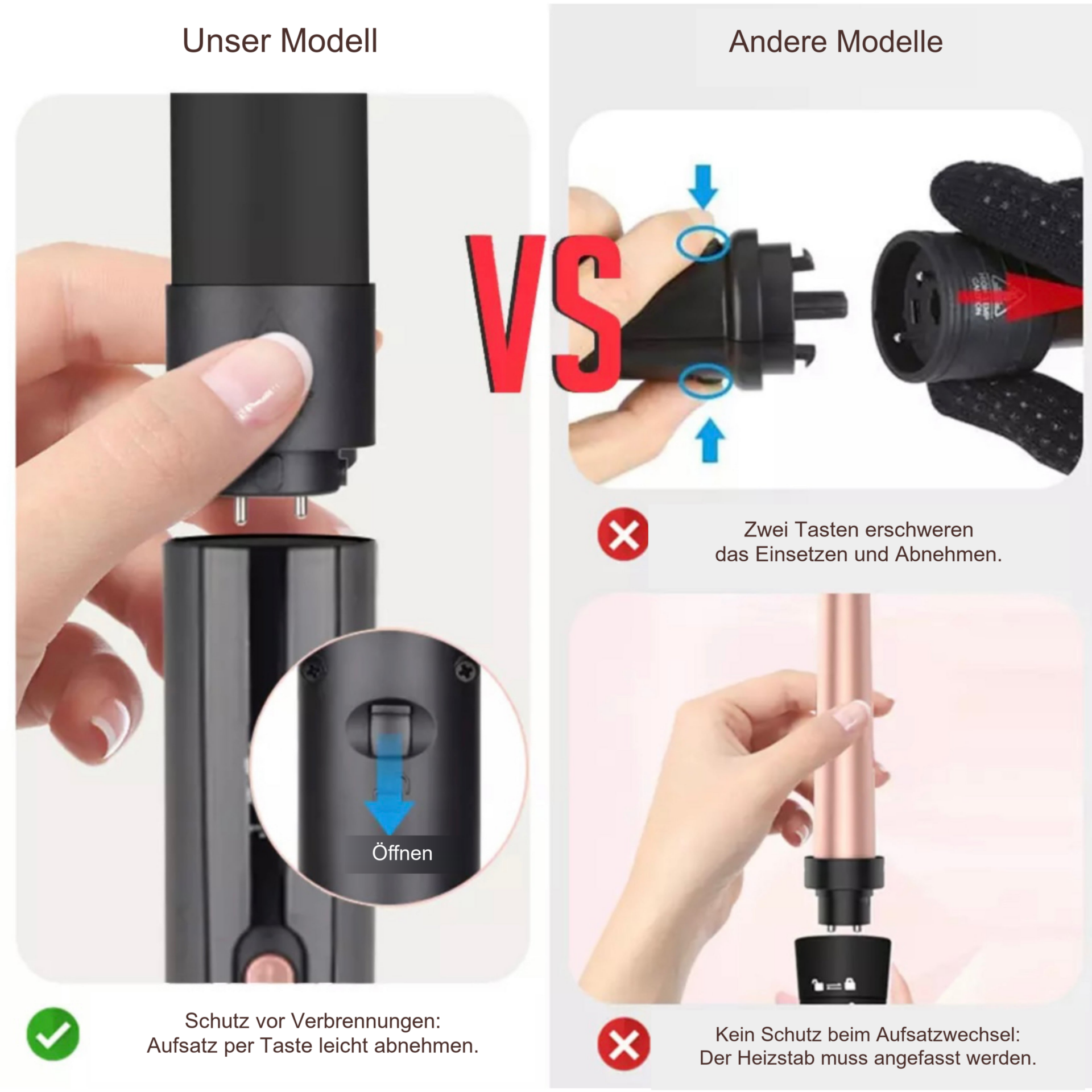 Lockenstab 5 in 1 Multifunktion Lockenstylist – Aufsatz befestigen
