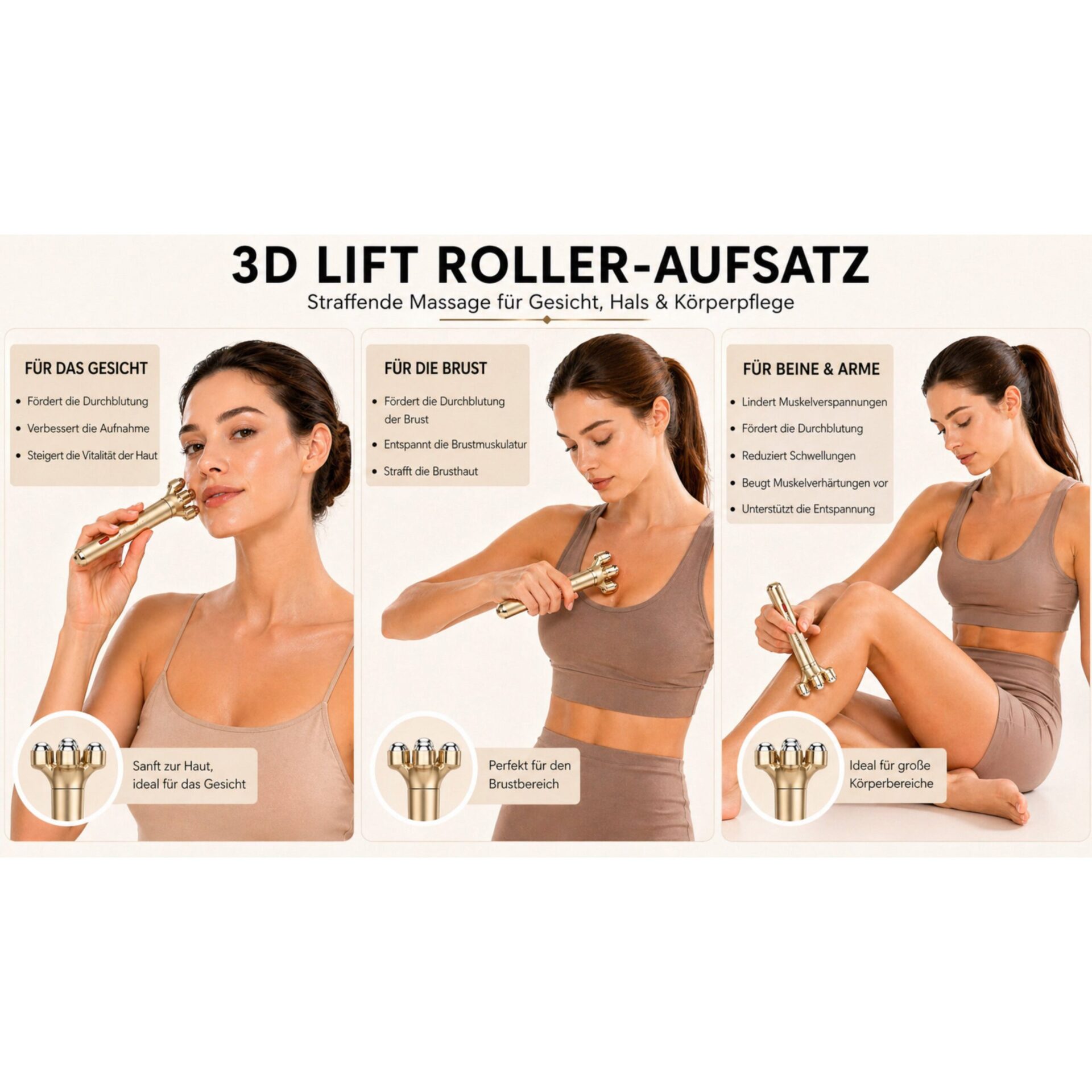 Gesichtsmassagegerät 2-in-1 Beauty Massager Lalano’S Cosmetics Sculptlift Pro – Dreikugelaufsatz an Gesicht, Arm und Bein