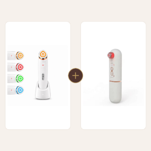 Glow & Porenpflege-Set: 1 × Gesichtsmassagegerät Lumina Glow 6-in-1 mit 4 Modi & 6 Technologien für straffere Haut + 1 × Porenreiniger mit Vakuum, Hot & Cool Funktion