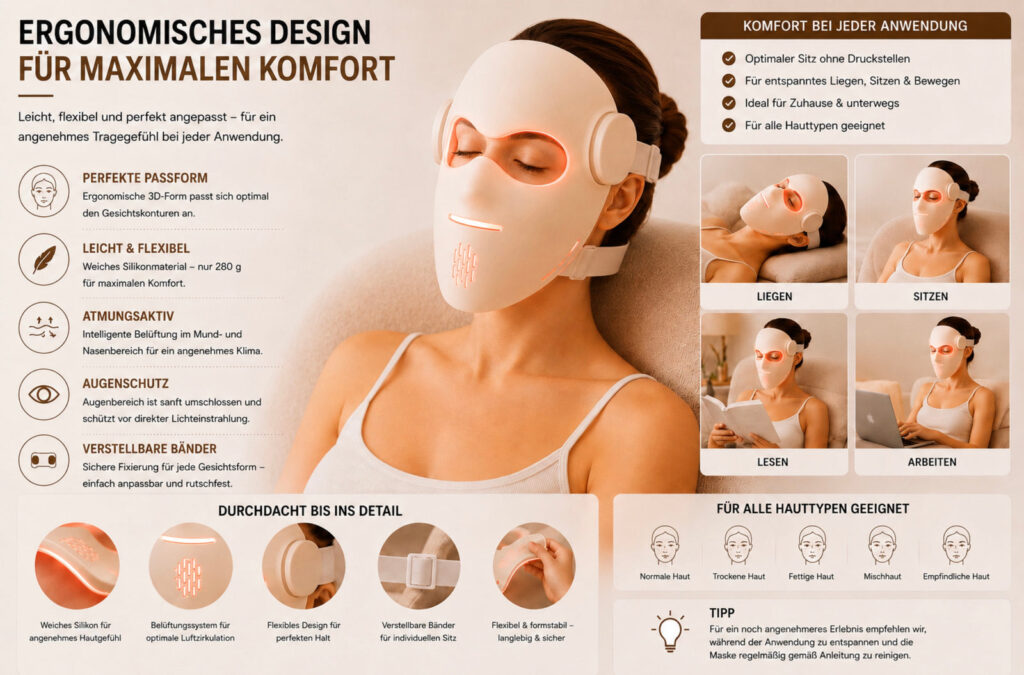 LUMIVANCE – ergonomische LED-Gesichtsmaske in der Anwendung