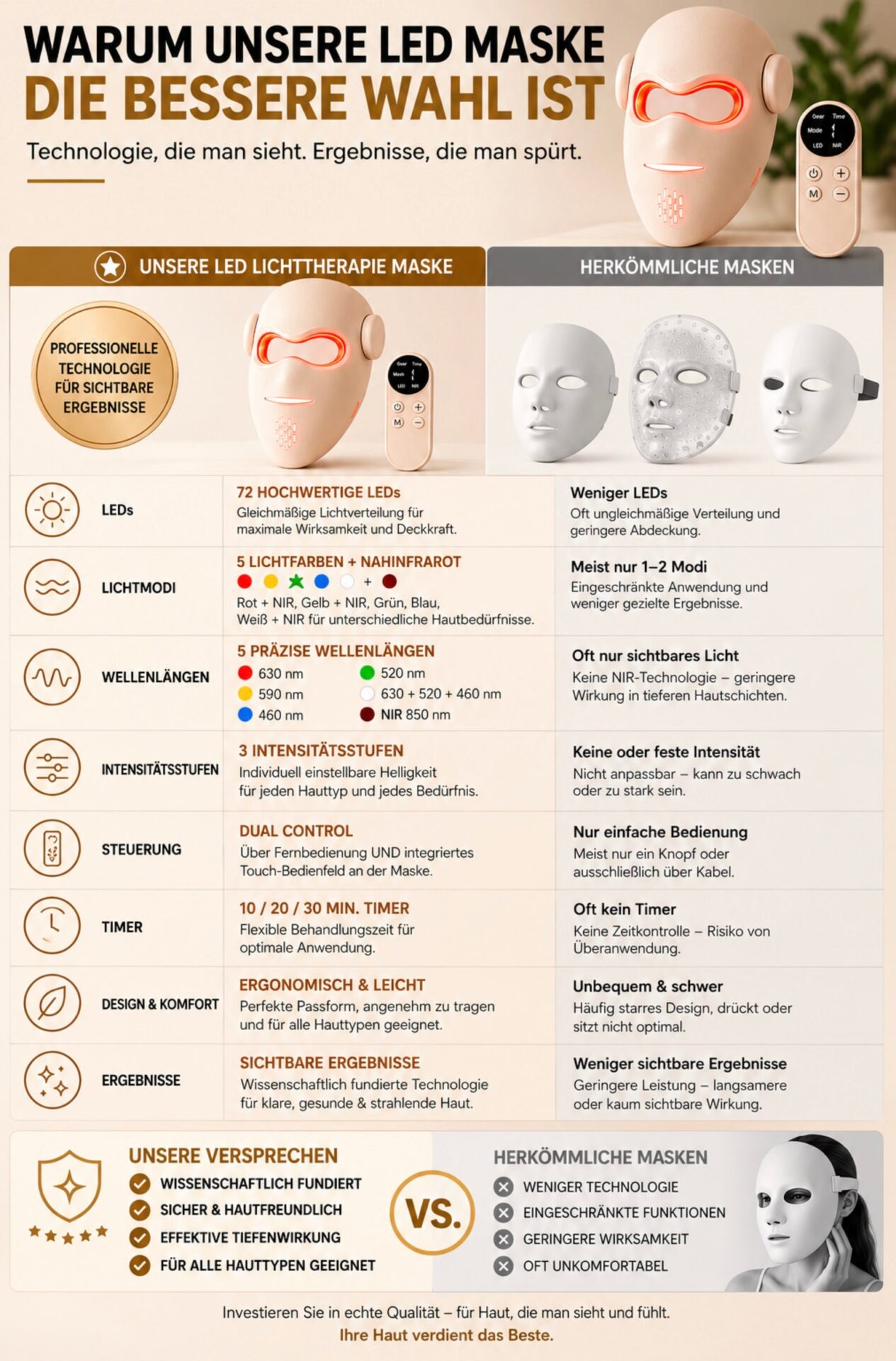 LUMIVANCE – fünf Lichtmodi, Ausstattung und Vergleich der LED-Gesichtsmaske
